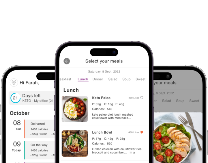 Wolf Nutrition mobile app interface showcasing nutrition tracking and meal planning features